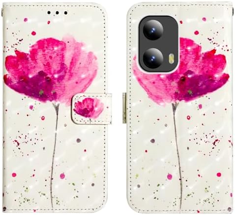 Étui Portefeuille Motorola Moto G56 FANFO - Cuir PU Floral, Bandoulière, 9 Emplacements Cartes, Poche Zippée