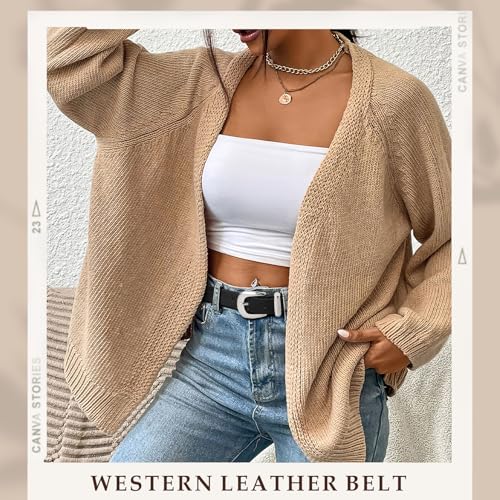 Women Leather Belt Fashion Waist belt Ladies Western Belt with Silver Buckle for Jeans Pants Dress3