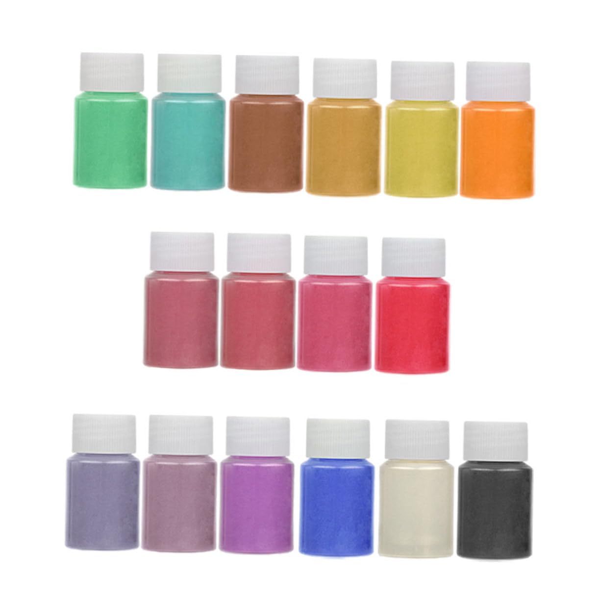 16 Farben Perlglanz Mica Puder für Epoxidharz und Nagelkunst 16 Flaschen Feine Deckkraft Glatter Glanz für Selbstgemacht