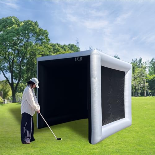 Jain Pro Inflatable Golf Simulator Tent Enclosure - Portable Practice Hitting Cage With Screen, Weather-Resistant, Fits All Launch Monitors, Indoor/Outdoor Use (Oxford Cloth)