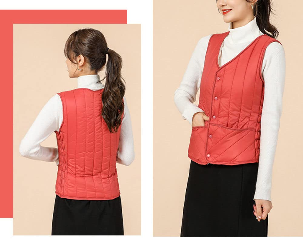 Veste Sans Manches Femme, Weste Damen Gilet Matelassé Léger Rose Mince Doublure En Peluche Gilet Chaud Rembourré Steppweste Manteau D'Hiver Sans Manches Pour Femmes Adolescent Bureau Sport De Ple