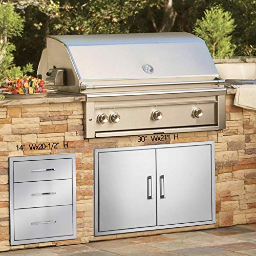 Yuxiangbbq Outdoor Kitchen Drawers Stainless Steel 3-Drawer Bbq Drawer 14 Inch W X 20.5 Inch H X 23 Inch D Enclosed Built-In Drawer Flush Mount For Outdoor Kitchens & Bbq Islands thumb #1