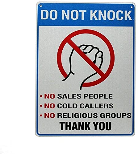 RIFOSA 6"x8" Warning Metal Sign Do Not Knock No Sales No Cold Callers No Religious — image 1