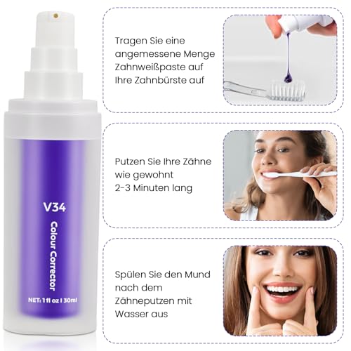 KAIOWPEIC Lila Zahnpasta Whitening, Zahnbleichende Zahnpasta,Strahlend Weiße Zähne,Zahnfleisch Reparatur,Effektive Verfärbungsentfernung, Zahnschmelzschutz, Frischer Atem