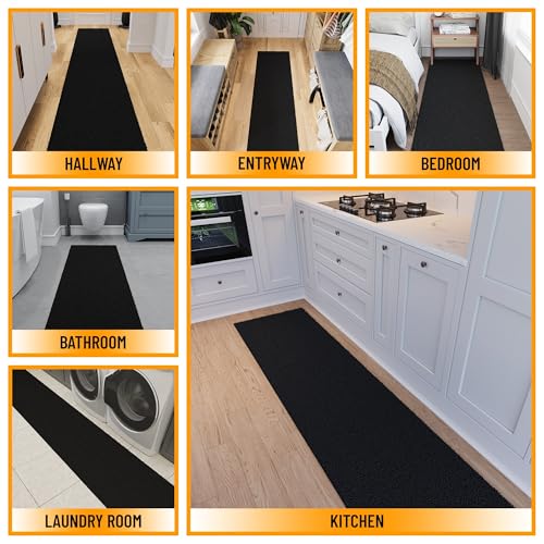 Ottomanson Alfombra corredor Shag negra 2' x 14' miniatura 3