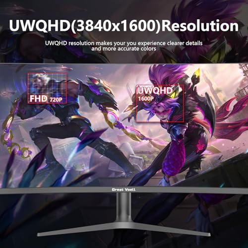 38 pollici curvo Ultrawide Computer Gaming Monitor 4k 144Hz UWQHD 3840x1600, base di sollevamento, 2500R -PIP, 1ms (MPRT), HDR, sRGB 99%, FreeSync, HDMI+ DP, Eye Care, VESA - Monitor - Immagine 3