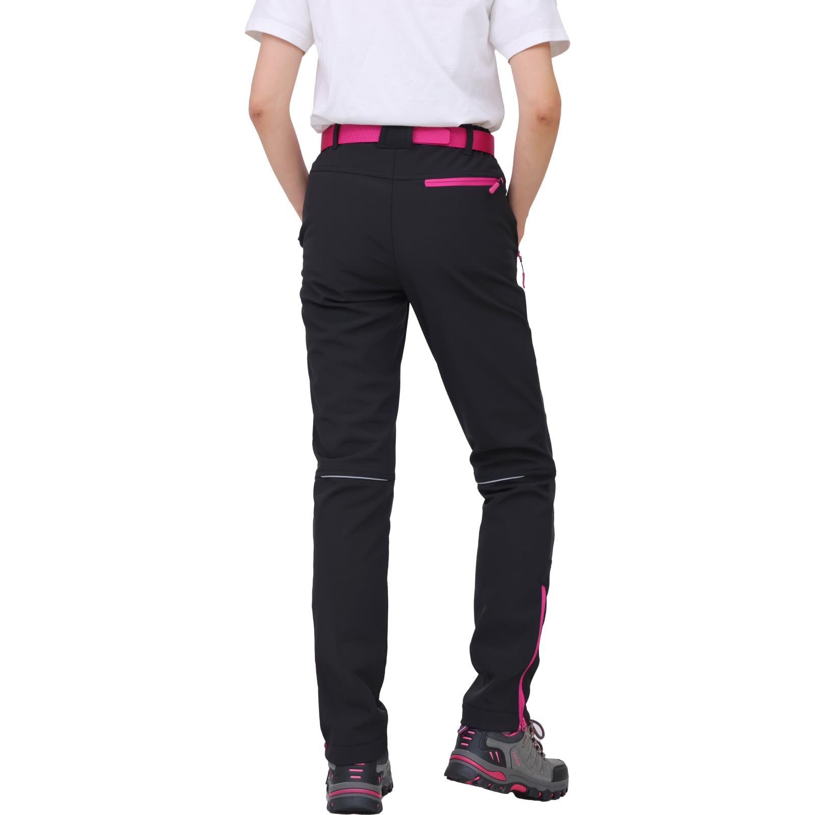 Pantalones de senderismo mujer impermeables elásticos invierno cremalleras contraste