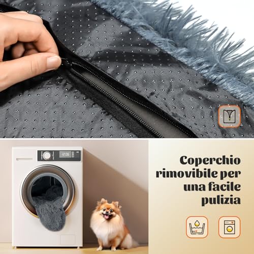 MDDK DY Hundebett, katzenbett, klein Hundekissen Waschbare, Flauschige Hundematte, Langer Plüsch, weiche Polsterung, multifunktional Hundekistenmatratze, Dunkelgrau,50x40x5cm