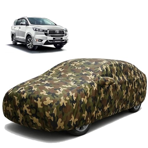 Image of Sulfar 100% Waterproof Car Body Cover for Toyota Innova Crysta - Triple-Stitched Dustproof UV, Heat & Rain Protection with Mirror Pockets, Full-Bottom Elastic & Free Storage Bag - All-Weather Indoor O