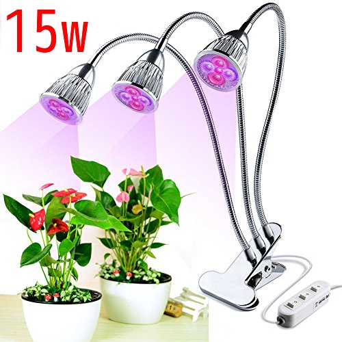 JOYOOO 3-Tête Lampe de Croissance Plante, Lampe de Croissance 15W 360 Degrés Flexible,trois commutateurs de commande séparée,pour la floriculture, le jardinage, semis de graines