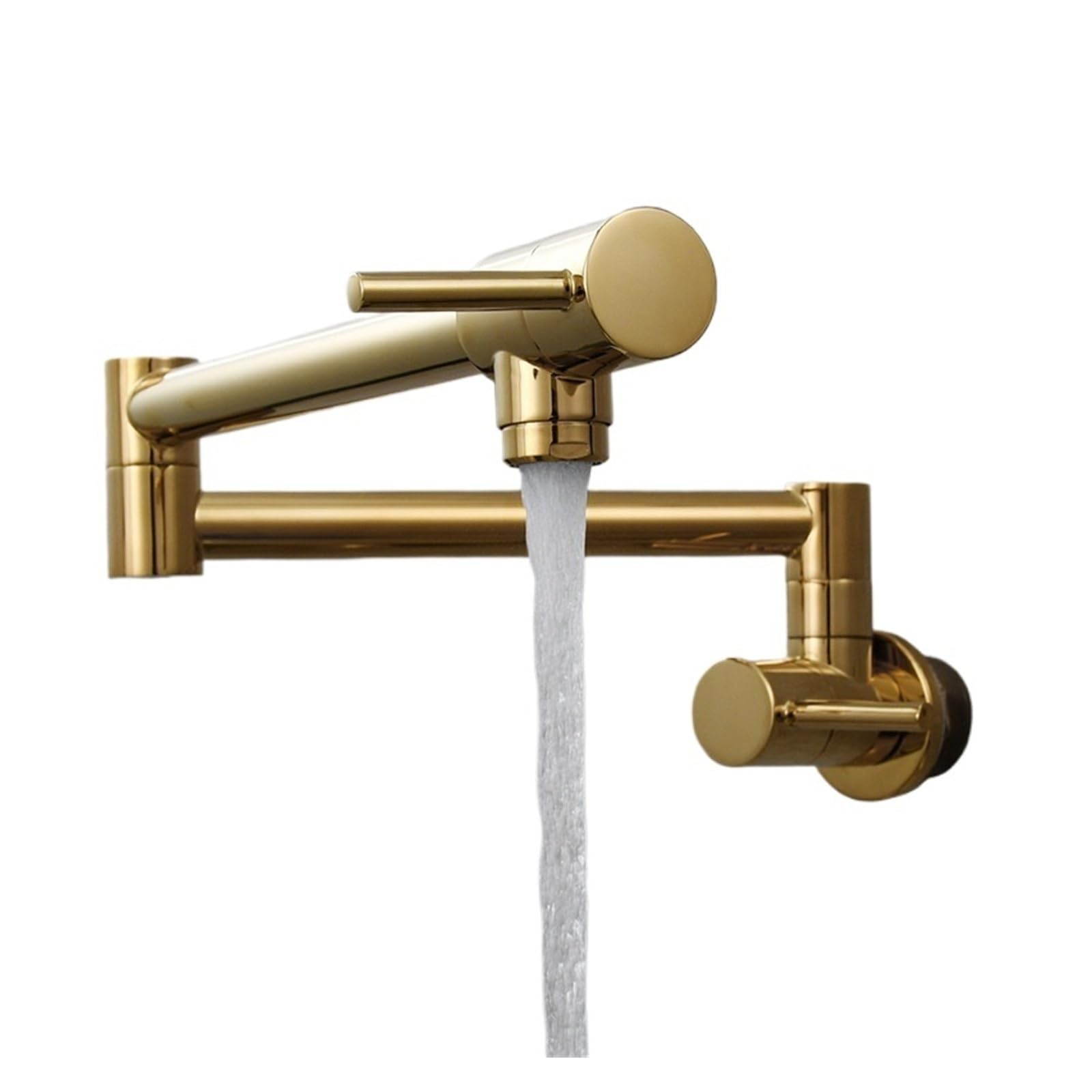 ZQFHSX Copper Kettle Faucet Wall-Mounted Folding Kitchen Single-Cold Sink Rotating Nozzle for Most Scenarios(Bright Golden A)