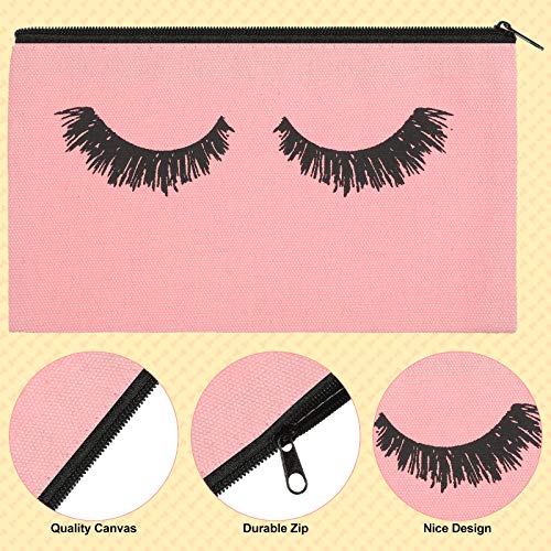 Weewooday 30 Pieces Eyelash Makeup Bags Canvas Makeup Bags Eyelash Cosmetic Bags Travel Make up Pouches with Zipper for Women, 5 Colors (7.1 x 4.3 Inch)3