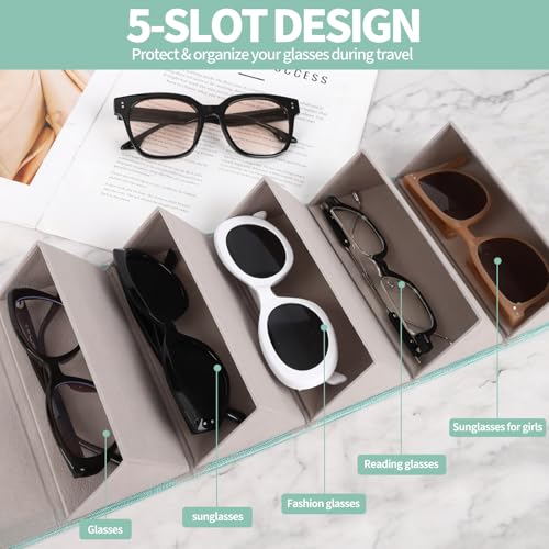 Image of Sunglasses Organizer, Portable Eyeglasses Holder Glasses Storage Box for Women Men, Folding Case Hard Shell, Gradient Design