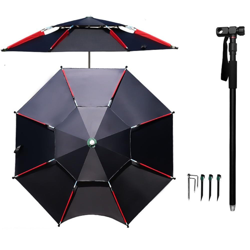 LRZPTDYU UV 50+ Portable Beach Umbrella with Adjustable Tilt & UV Protection - 6.5ft/7.2ft/7.8ft Sunshade for Fishing, Black