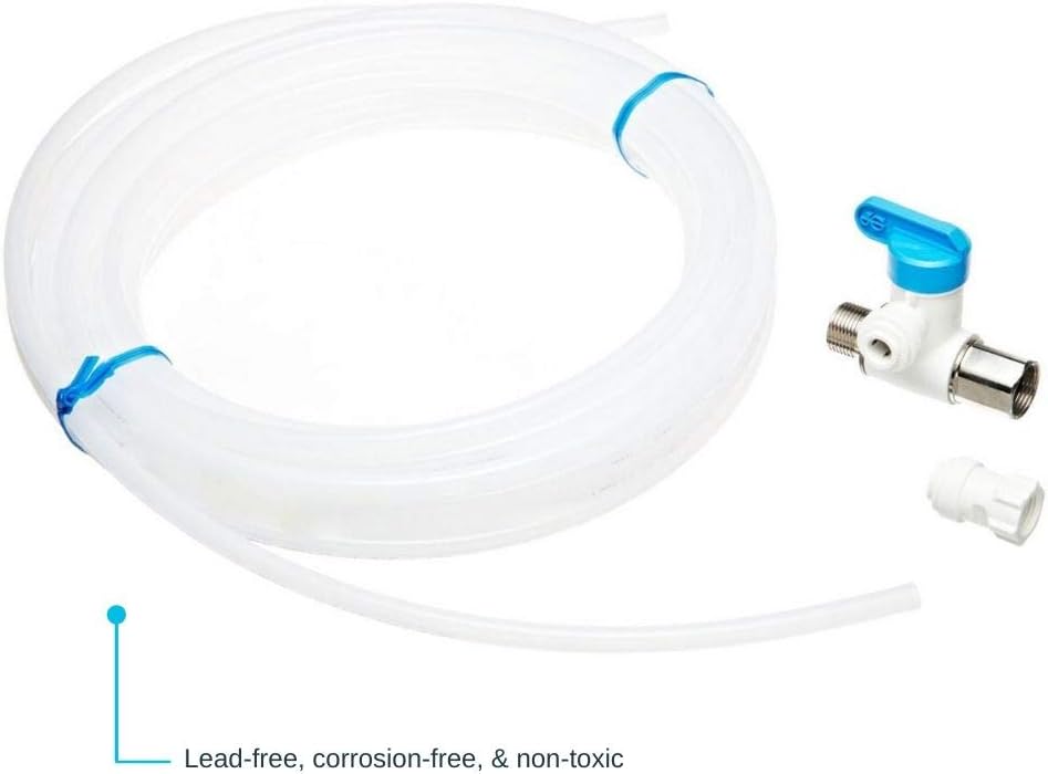 John Guest Ice Maker Connection Kit with Angle Stop Adapter Valve, Push to Connect Plastic Plumbing Fittings, White, ICE MAKER KIT