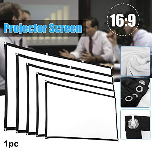 Projector Screen, White Projector Screen, 16:9 No Crease Home Theater Foldable Projection Screen 60"|72"|84"|100"|120"|150" #TOP2