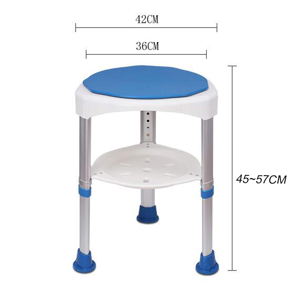 Giratorio Redondeado Taburete de baño/Ducha con Asiento Giratorio y Bandeja extraíble Portátil Asiento de baño Ajustable en 6 Alturas Ayuda por discapacidad para Personas Mayores Minusválido