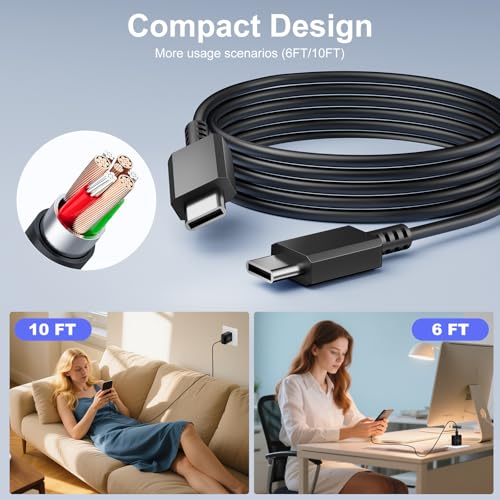 Image of 25W Type C Super Fast Charger,Fast Charger USB C with 2 Pcs 6FT Android Charger Cable Cord Suitable for Samsung Galaxy S25 /S24 S23 S22 S21 Ultra /S20 /S20 Ultra /Note 20 Ultra (25 W Black)