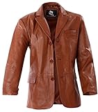 Herren Leder Jacke Blazer Lederjacke Herrenjacke Hellbraun Sakko 5 XL
