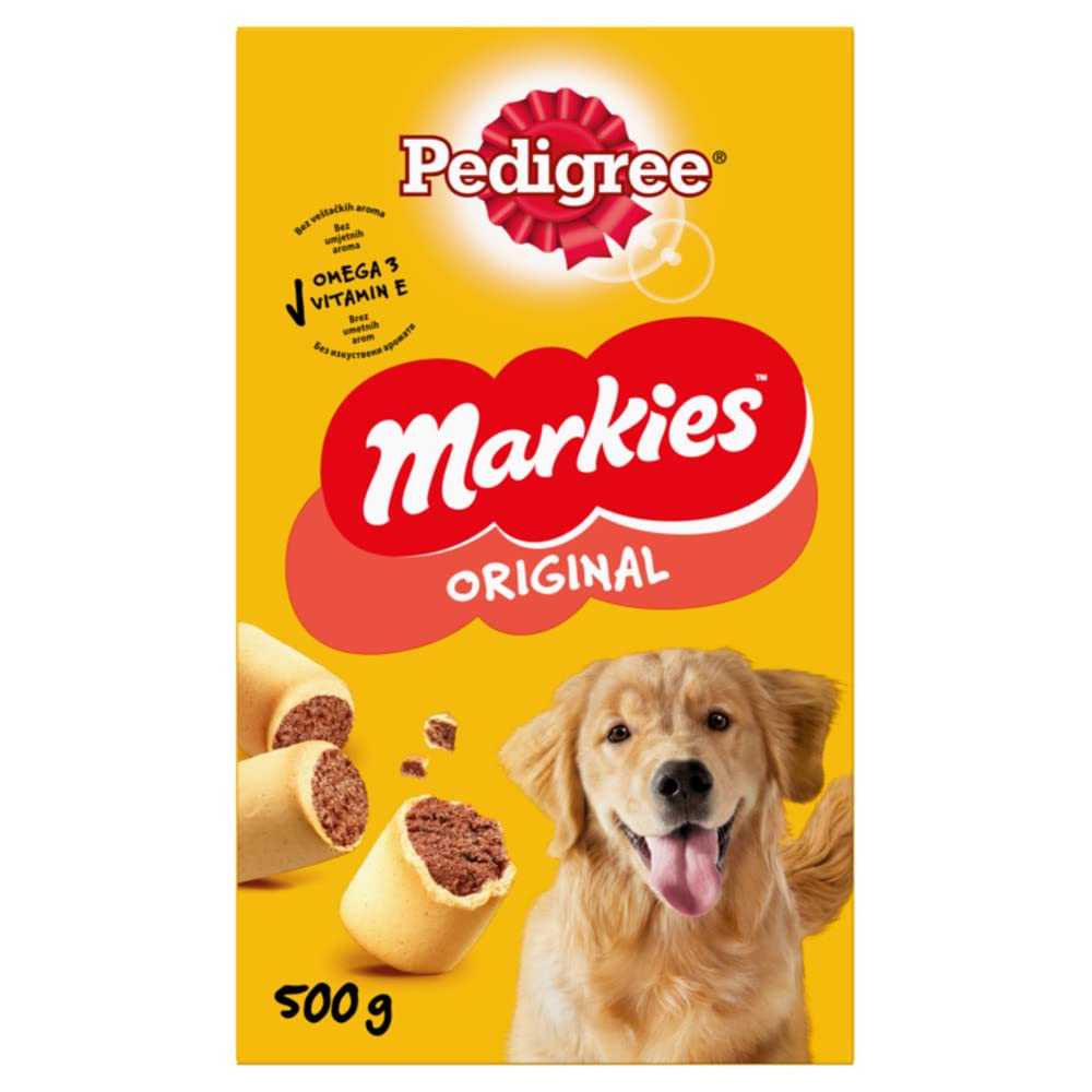 Pedigree Galletas Markies para Mimar A Tu Perro Mediano, 500 G 500 g - Pack de 12