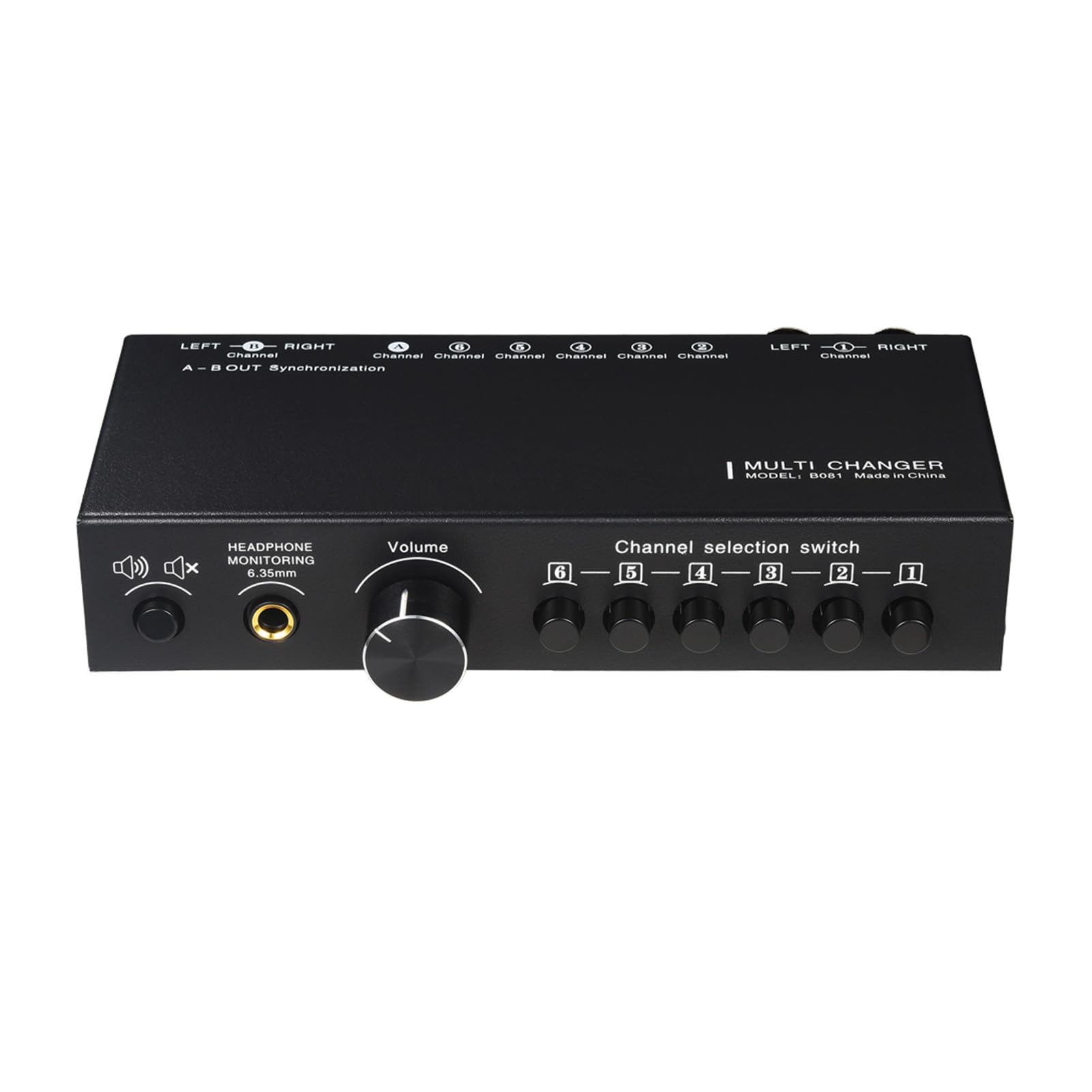 Commutatore di Segnale Audio Controller Volume 6 in 3 Out per Altoparlanti Attivi con Uscita e XLR Design in Metallo Nero