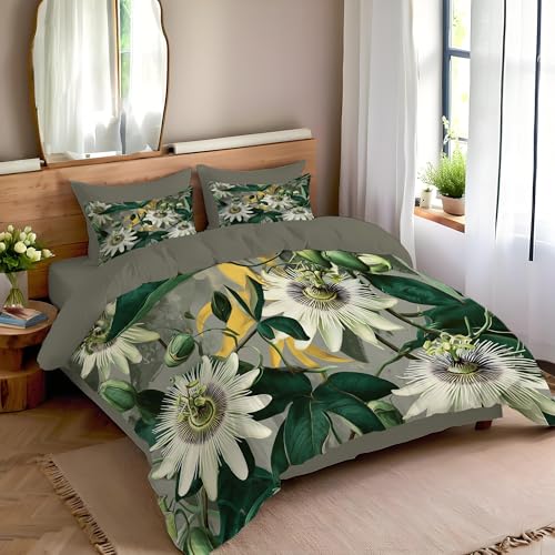 Linge de lit 240x260 passiflore imprimé 3D de qualité supérieure - 4