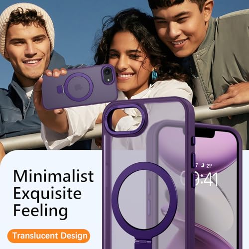 Coque Magsafe iPhone 16E antichoc intégrale avec béquille violette - 5