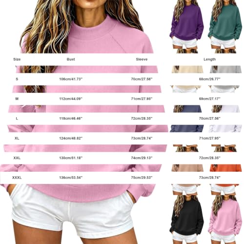 Shamonaty Womens Mock Neck Sweatshirt Oversized Plain Sweatshirts No Hood - image 4