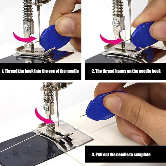 Image of Needle Threader, Small Needle Eye Threader Tool, Easy Threader for Machine and Hand Sewing, Threading, Ideal for Needlework, with Transparent Box, Color Random (6pcs) (T5 + ST 4 with Box)
