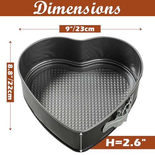webake Heart Shaped Cake Tin with Loose Base 9 Inch 23cm Heart Springform Cake Tins Carbon Steel Cheesecake Tin Baking Pan - Image 2
