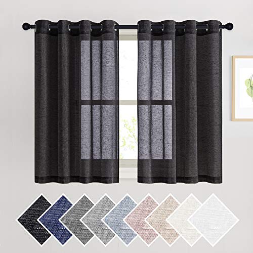 NICETOWN Natural Flax Sheer Linen Curtains Grommet Top, Semitransparent Vertical Blinds Solid Cool Window Treatment Privacy with Light Filter for Boys
