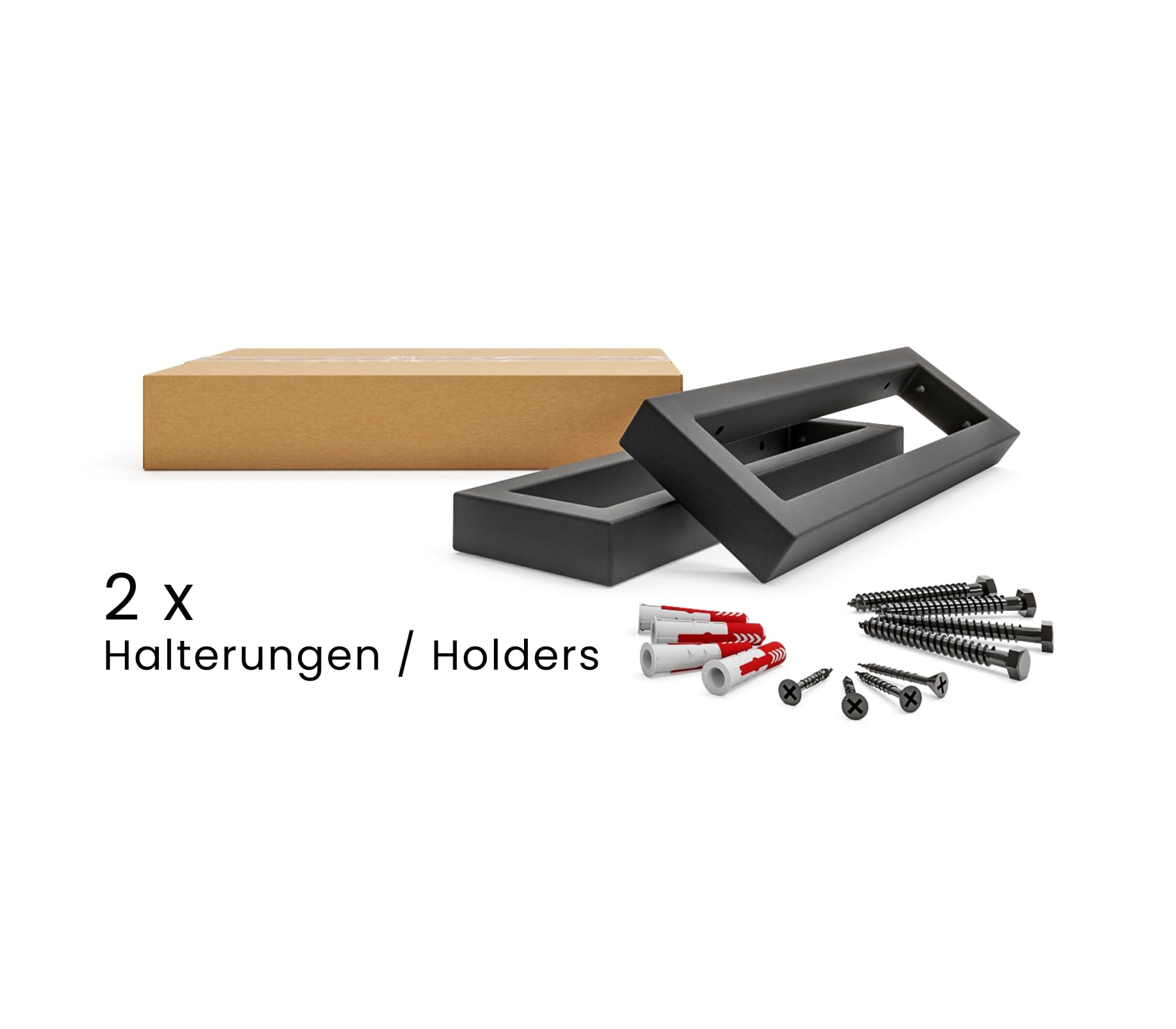 HEVVA 10 Cm Hoge Wastafelhouder 30 Cm - Set Van 2 Zwart - RHEIN Wandconsole Heavy Duty