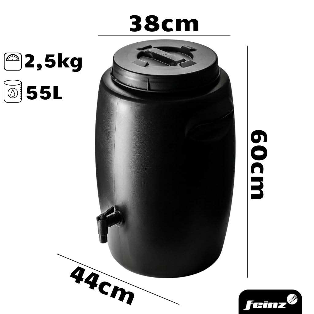 Compostiera a barile - Barile a bocca larga per fertilizzante liquido - Barile con coperchio per fermentazione naturale di liquame - 55L in plastica con ventilazione