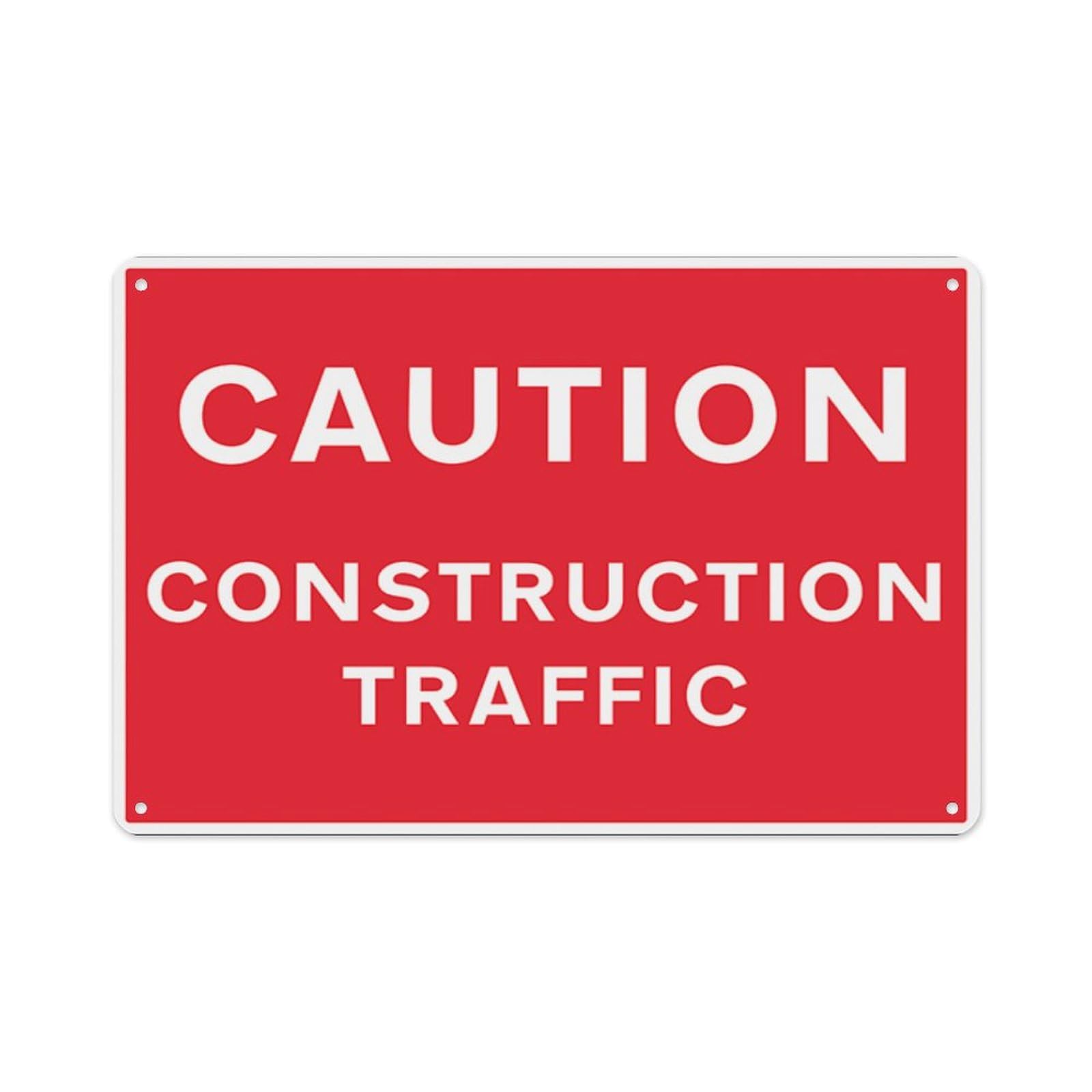 peiyeety Caution Construction Traffic Aluminum Tin Warning Signs For Home Outdoor Garden 8X12 Inches