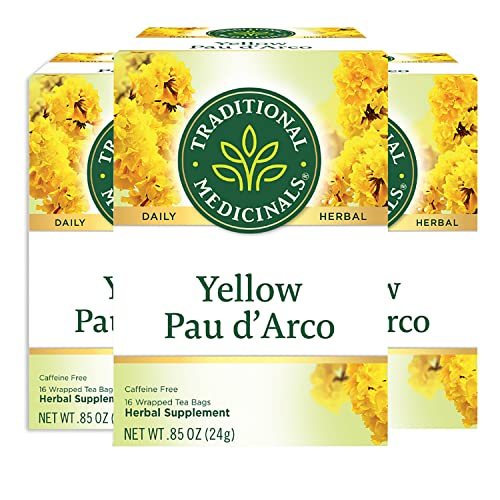 Traditional Medicinals Yellow Pau d’Arco Herbal Tea, Contributes to a Healthy You, (Pack of 3) -