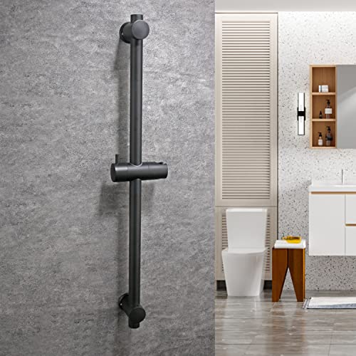 Hamoler Shower Slide Bar 24 Inch For Bathroom With 360° Adjustable Handheld Shower Holder Stainless Steel Wall Mount Sliding Bar, Matte Black #TOP5