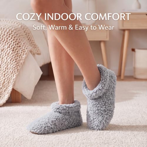 Image of Cozylook Fuzzy Slippers for Women Indoor Soft Sole Slipper Socks | Warm plush feel, non slip grippers, easy step-in, flexible bottom, bedroom and home wear