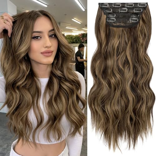 Image of KooKaStyle Hair Extensions 16 inch Balayage Chocolate Brown to Caramel Blonde