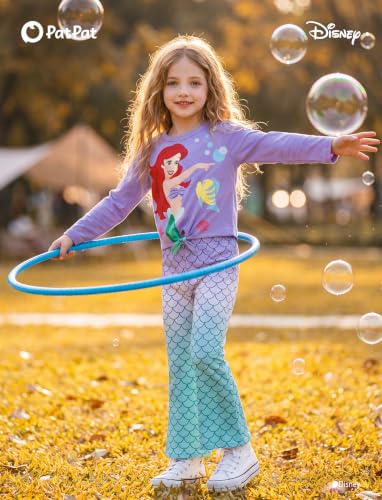 Image of Disney Girls Outfits Long Sleeve Knot Front Shirt Flare Pants 2PC Clothes