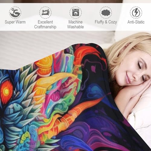 Manta de dragón de forro polar franela suave y cálida para sofá 100x130 cm 5