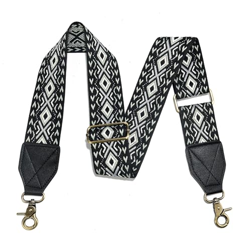Image of LEMEDE Purse Strap,2 inch Leather End Shoulder Strap Adjustable Replacement,Retro Jacquard Multi-pattern Crossbody Bag Straps