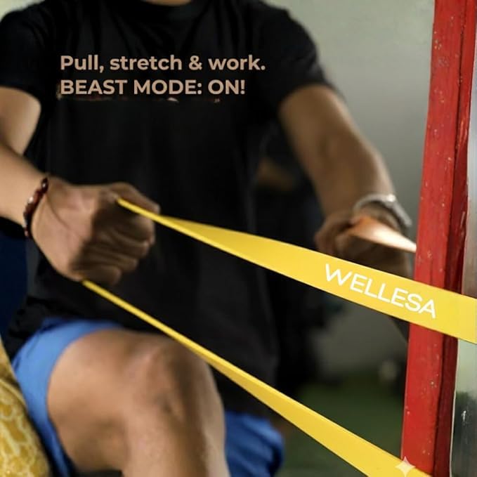 Image of Wellesa Resistance Bands, Pull Up Assist Exercise Band, Perfect for Mobility, Body Stretching, Home Workout, Fitness Training Loop Bands for Men & Women (Yellow and Red Bands (Pack of 2))