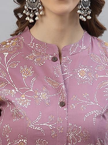 Image of Stylum Women's Aqua Floral Printed Rayon A-Line Kurta | Comfortable Daily Office & Casual Wear (Available in Plus Sizes)