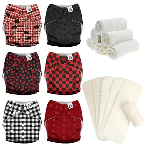 mamakoala AMZ Mama Koala 3.0 Baby Cloth Diapers with 6 Inserts Bundle(Black & Red), with 6 Pack… — $61.08 (20% off)