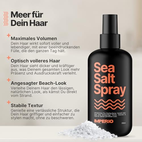 IMPERIO Sea Salt Spray - 250ml Premium Salzwasserspray für vollere Haare & stabile Textur - Perfekte Beach...