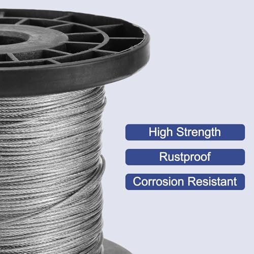 Cable de acero inoxidable 304 uxcell de 120 metros resistente para construcción 4