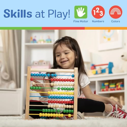 Image of Melissa & Doug Abacus Classic Wooden Toy with 100 Beads - Preschool Learning Activities and Math Games for Kids, Homeschool Essentials for Ages 3+ (Pack of 6)