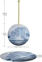 Vista 4 de Adorno de la Antártida, adorno navideño de cerámica de doble cara de 3 pulgadas, recuerdo de viaje por la ciudad, adornos colgantes redondos