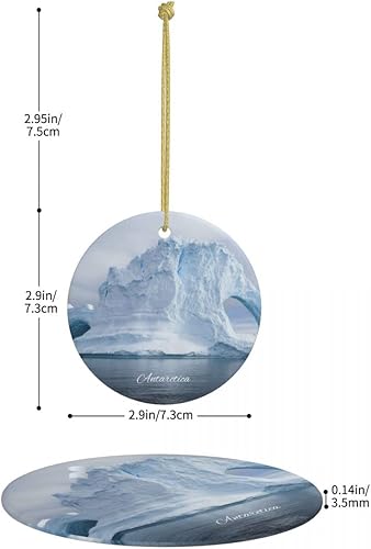 Miniatura 4 de Adorno de la Antártida, adorno navideño de cerámica de doble cara de 3 pulgadas, recuerdo de viaje por la ciudad, adornos colgantes redondos,