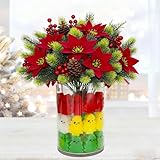 Christmas Vase Fillers Decorations with Pine Cones Faux Pine Stems Picks Branches Flowers Artificial Red Berries Ball, Christmas Tree Bowl Filler DIY Vase for Table Centerpieces Holiday Winter Decor